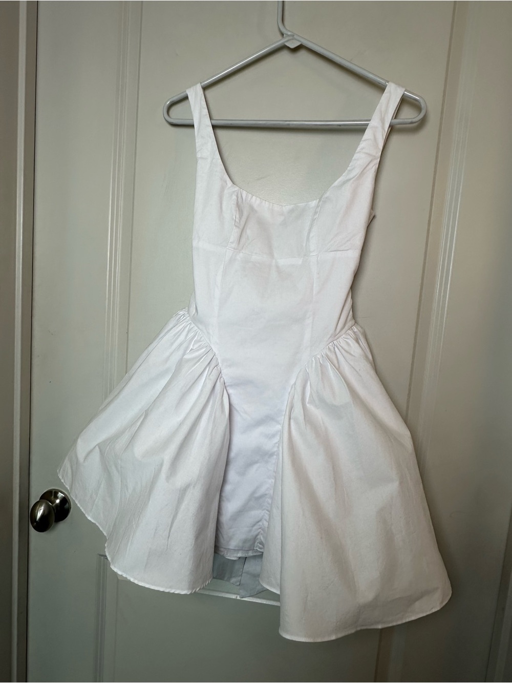 Lucy In The Sky Corset Ruffle Hem Tie Back White Mini Dress, Small